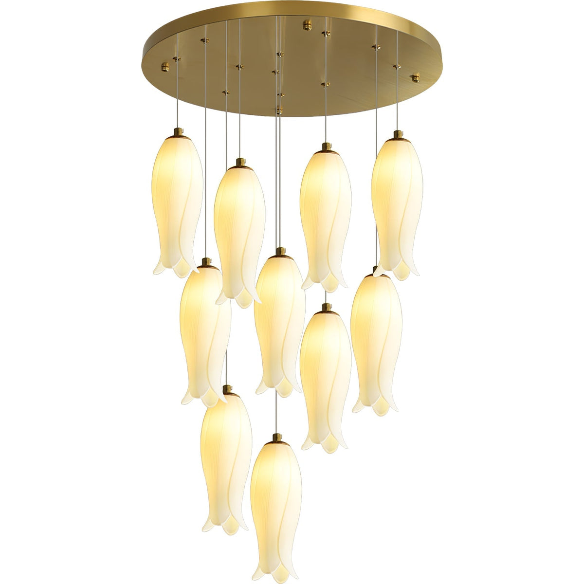 Sylirion żyrandol ze szkła Alabaster Brass