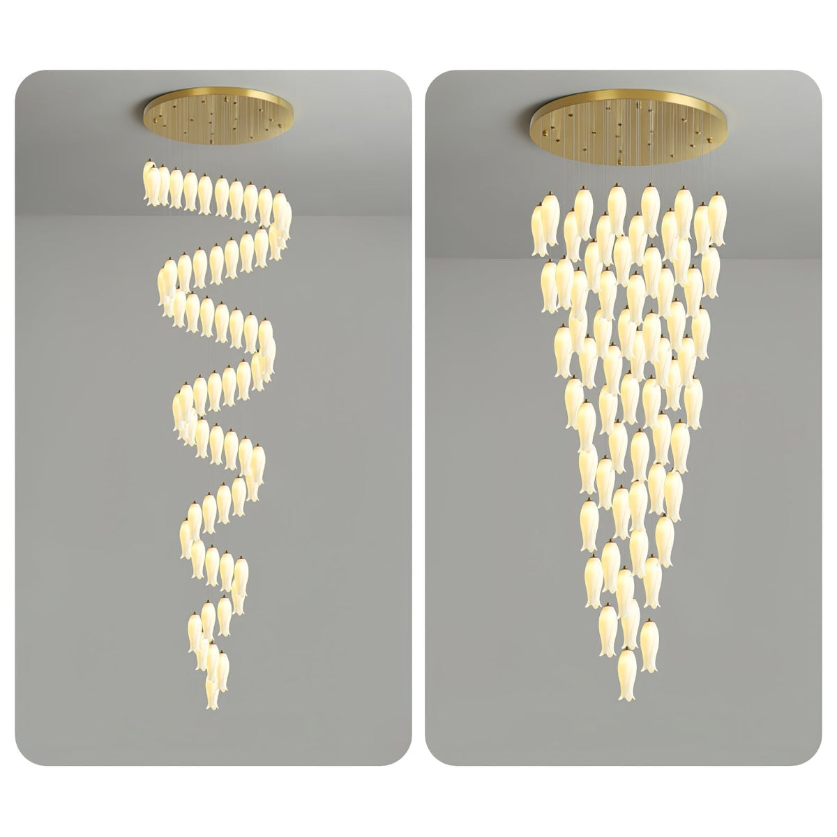 Sylirion żyrandol ze szkła Alabaster Brass