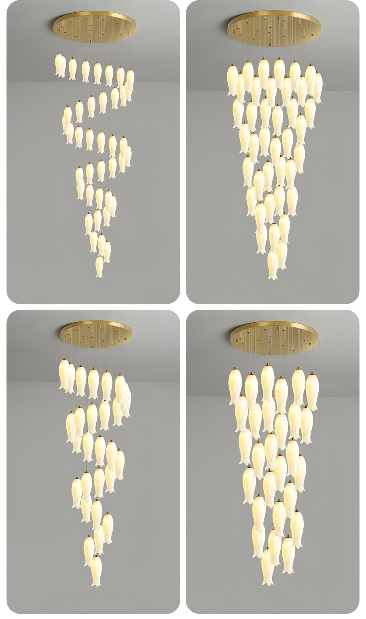 Sylirion żyrandol ze szkła Alabaster Brass