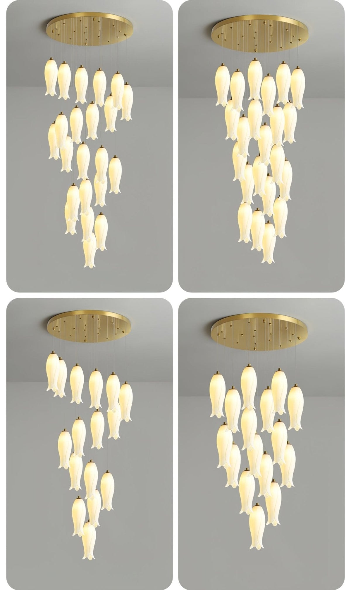 Sylirion żyrandol ze szkła Alabaster Brass