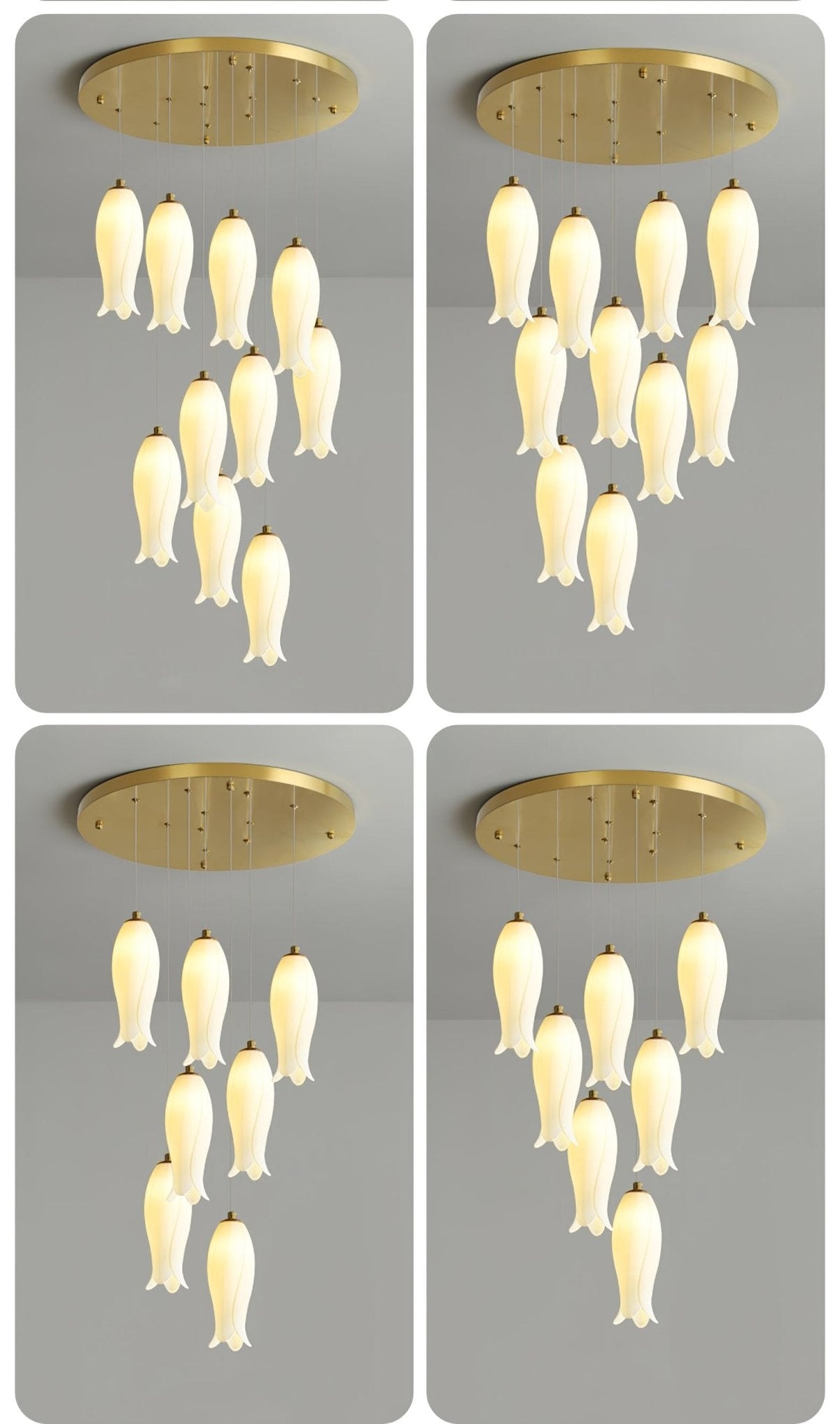 Sylirion żyrandol ze szkła Alabaster Brass