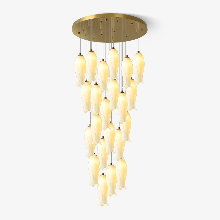Sylirion żyrandol ze szkła Alabaster Brass