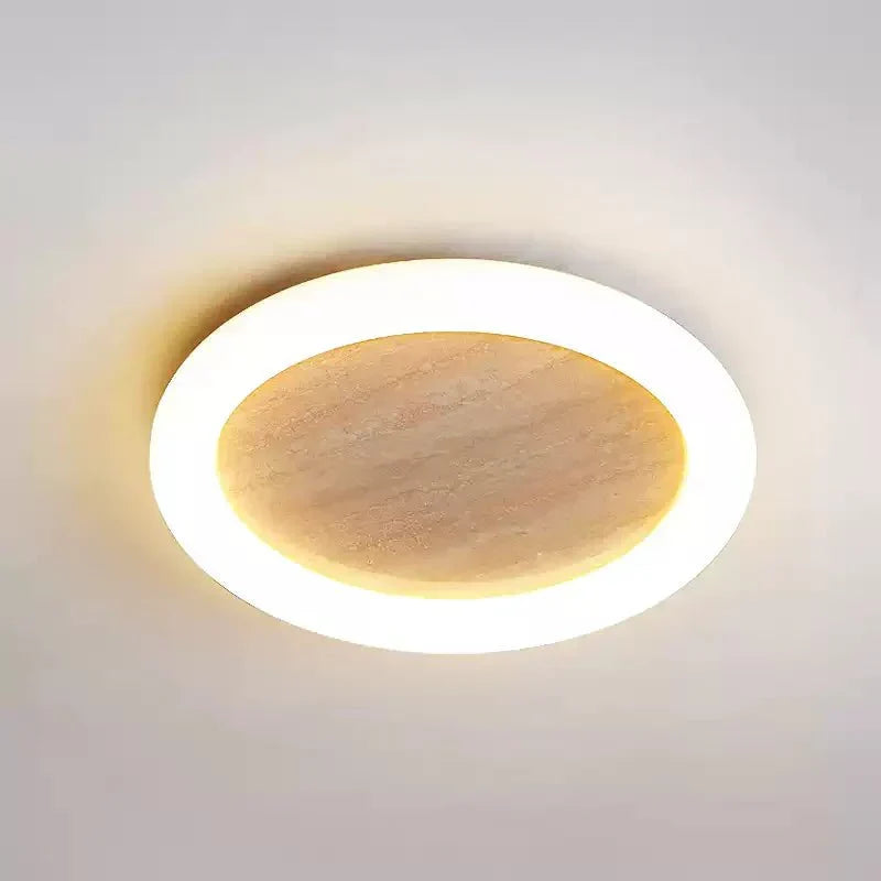 Kaia Minimal żółty Travertyn halo lampa sufitowa