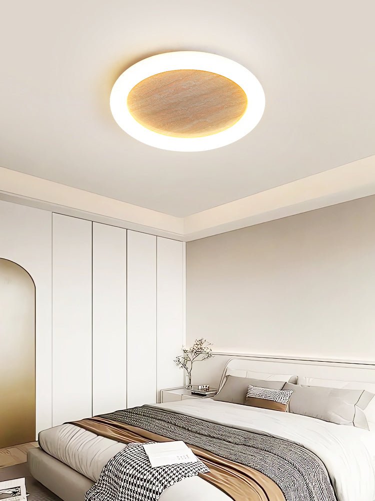 Kaia Minimal żółty Travertyn halo lampa sufitowa