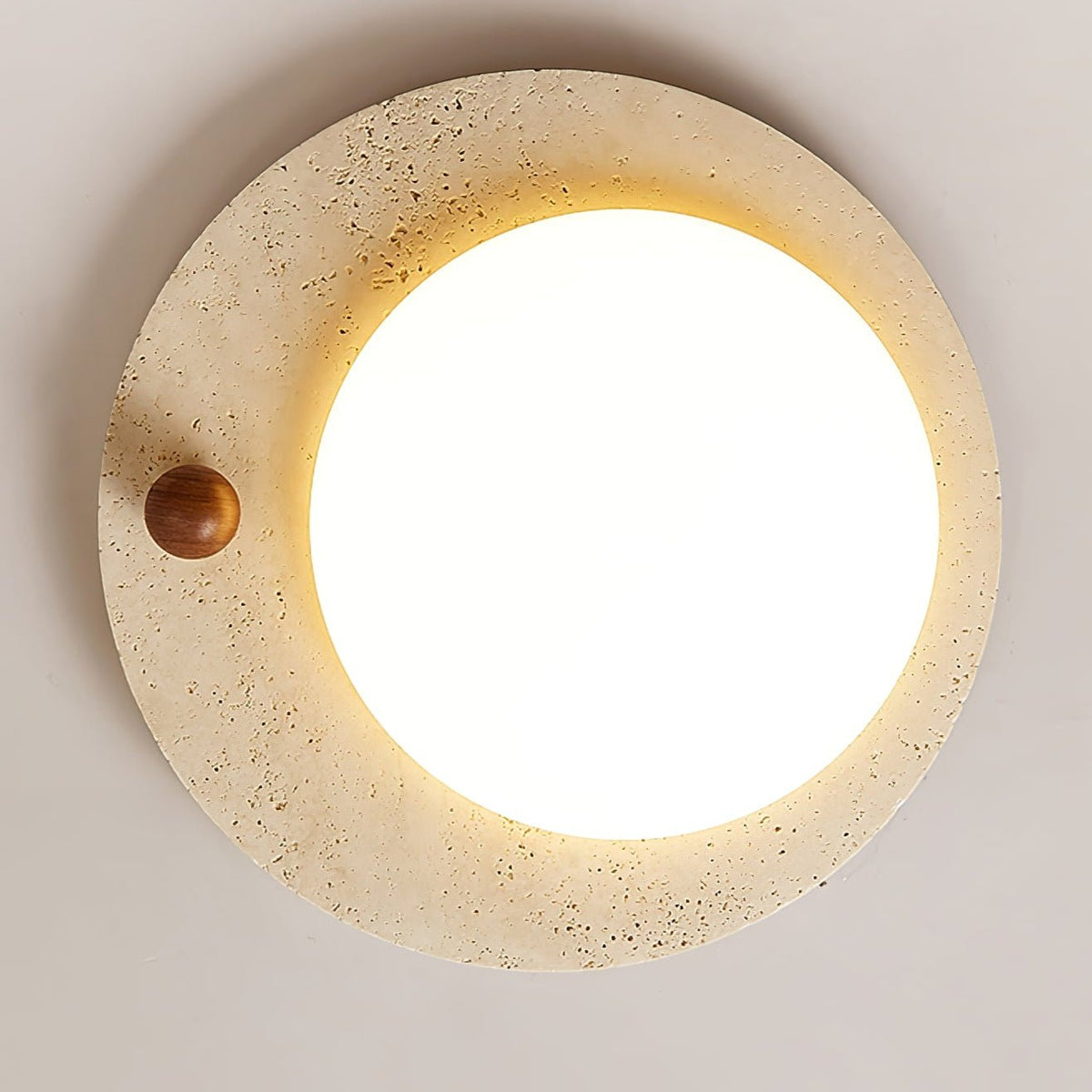 Aeolian okrągła lampa sufitowa z żółtym travertynem