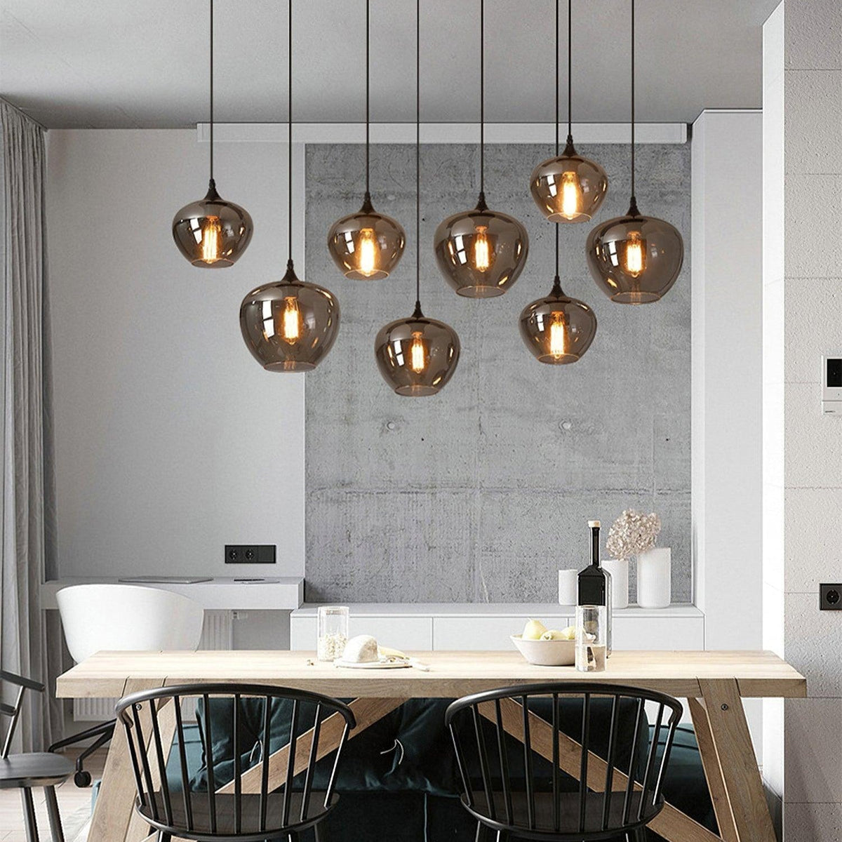Tevely żyrandol ze szkła w stylu industrial chic