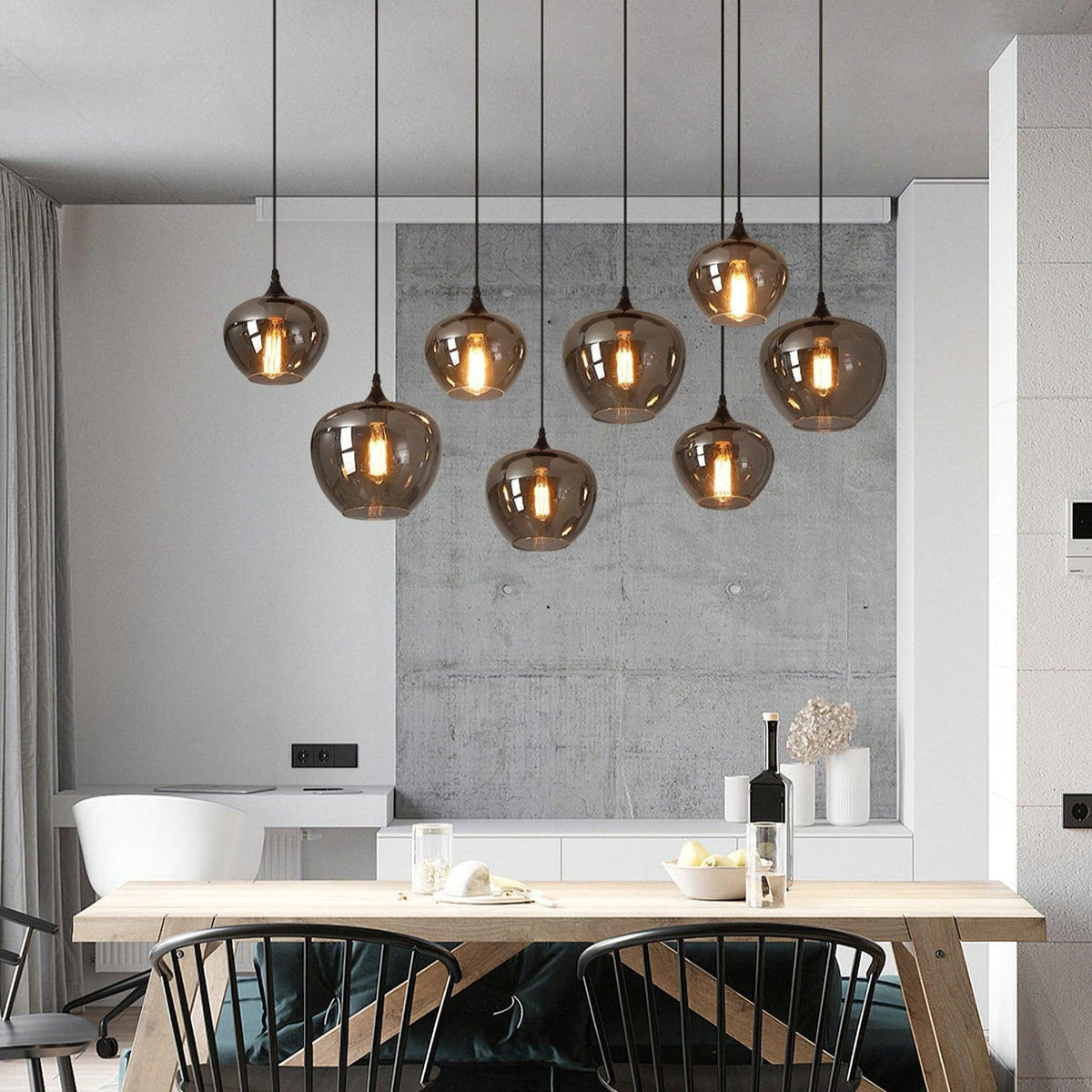 Tevely żyrandol ze szkła w stylu industrial chic