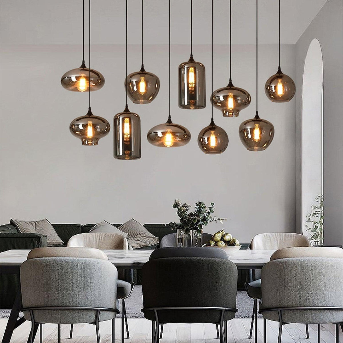 Tevely żyrandol ze szkła w stylu industrial chic