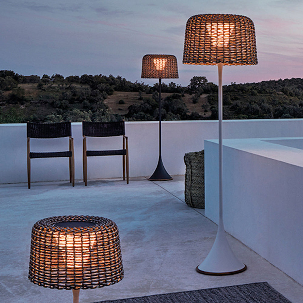 Ritta wodoodporna zewnętrzna lampa stojąca rattanowa, Balkon/Terasa