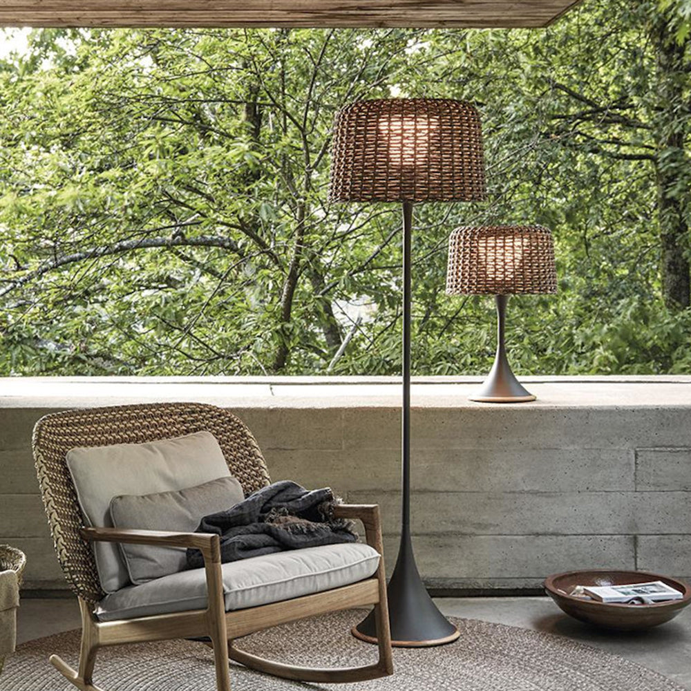 Ritta wodoodporna zewnętrzna lampa stojąca rattanowa, Balkon/Terasa