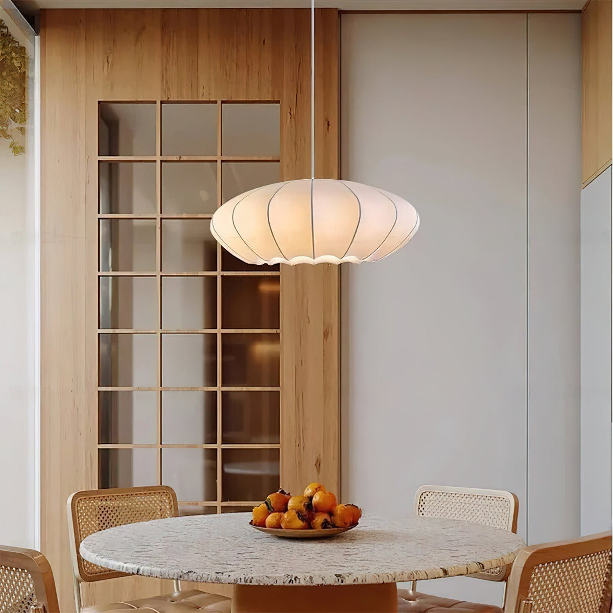 Pithos Elegancka lampa wisząca ze szmatki w kolorze białym