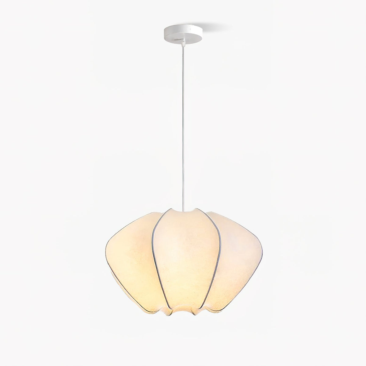 Pithos Elegancka lampa wisząca ze szmatki w kolorze białym