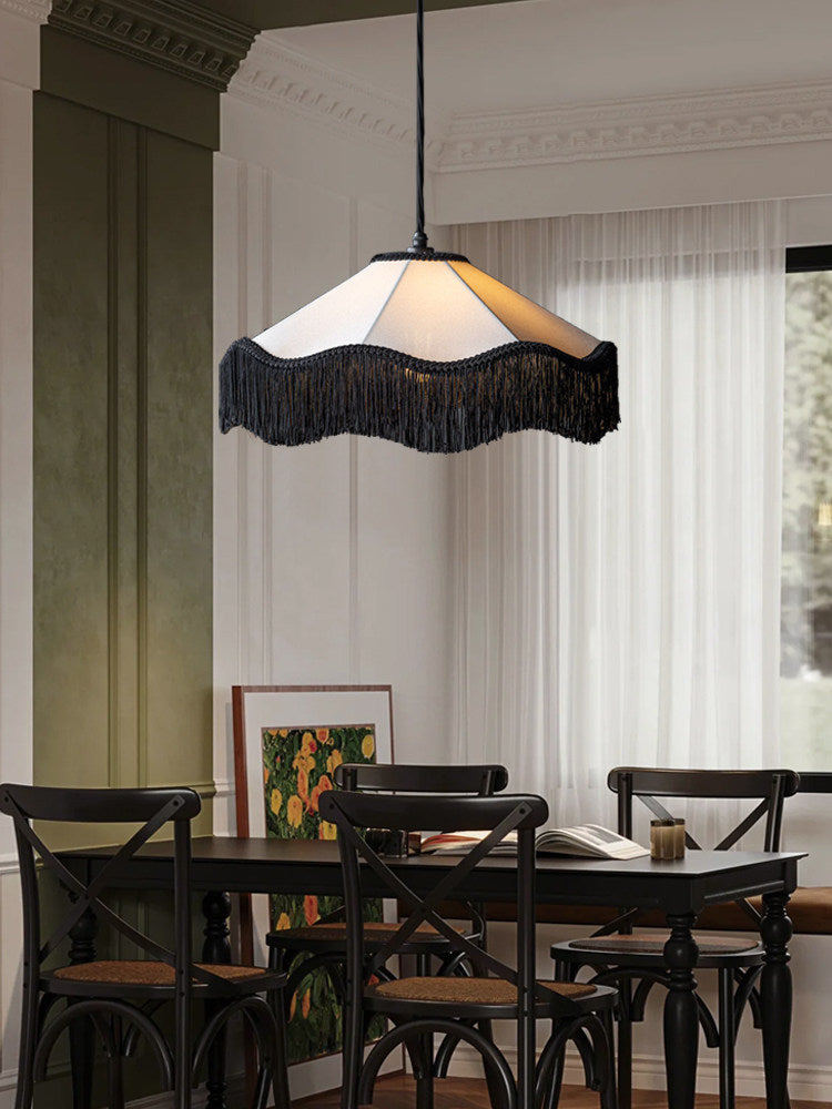 Elmsford Lampa Wisząca Z Tkaniny Z Frędzlami