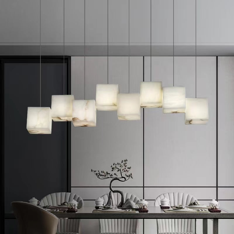 Alabaster żyrandol sześcienne elegancja