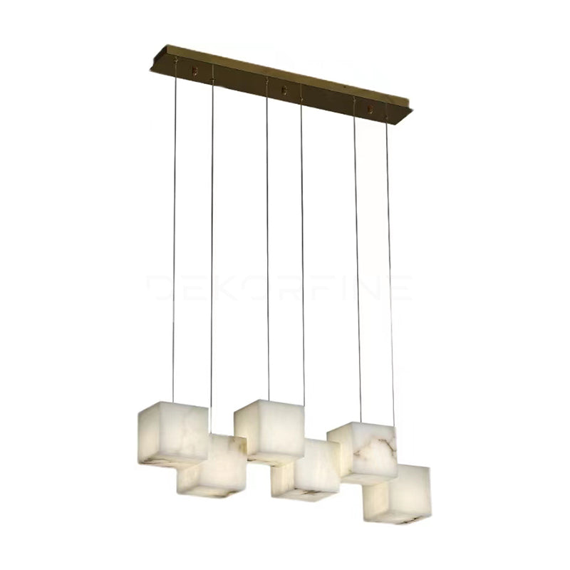 Alabaster żyrandol sześcienne elegancja