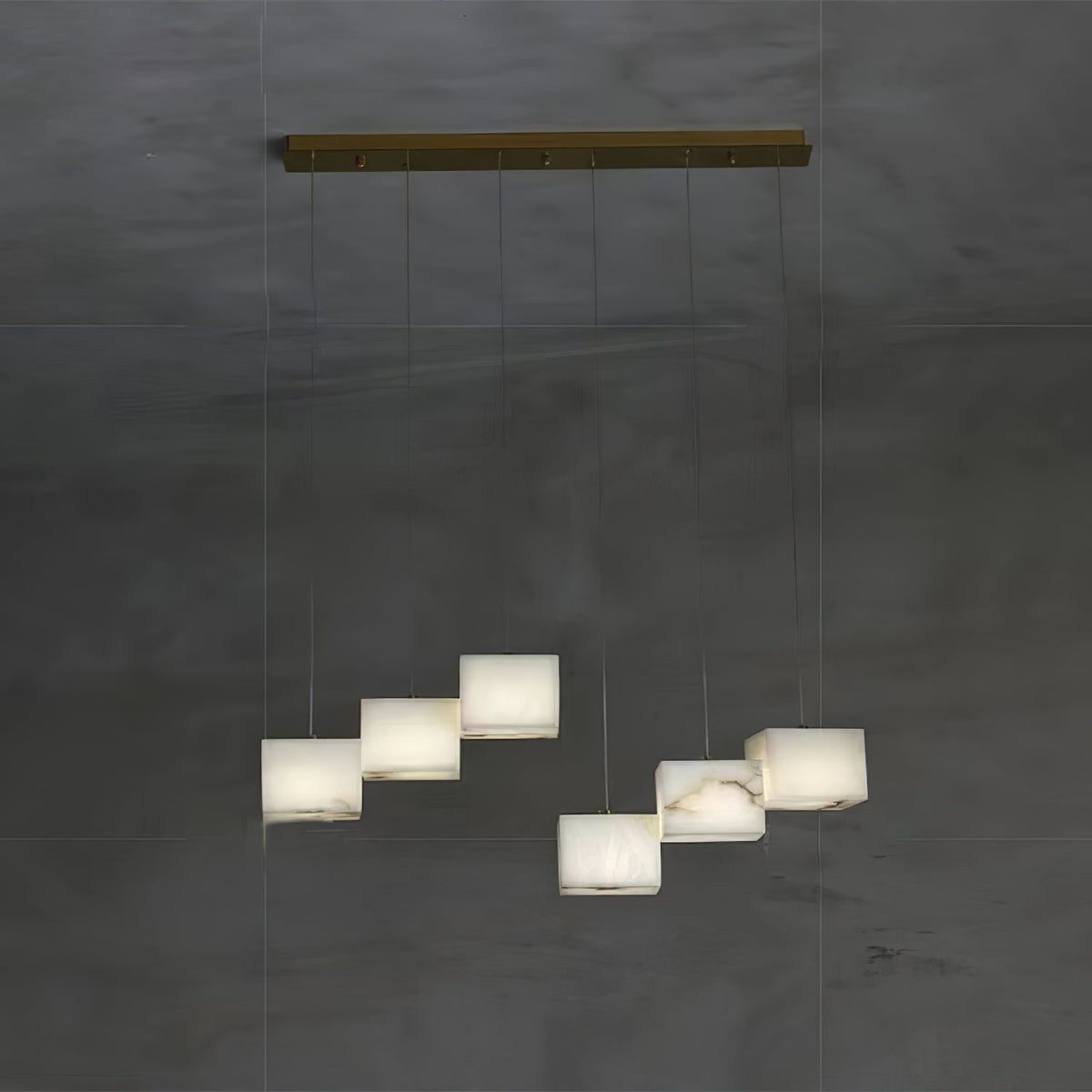 Alabaster żyrandol sześcienne elegancja