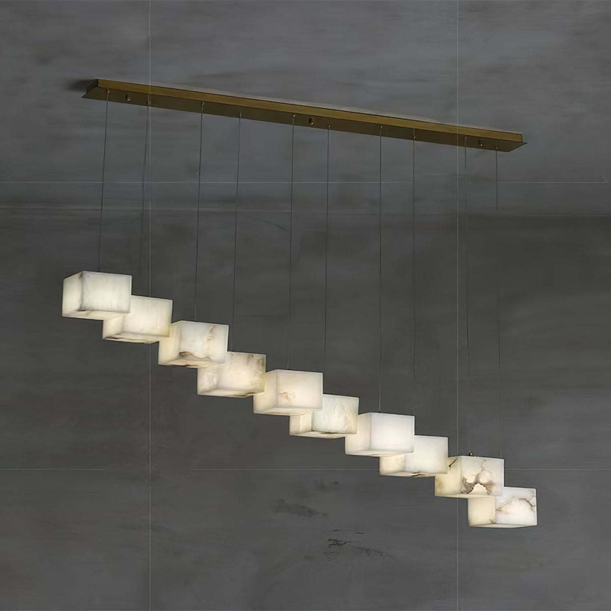 Alabaster żyrandol sześcienne elegancja