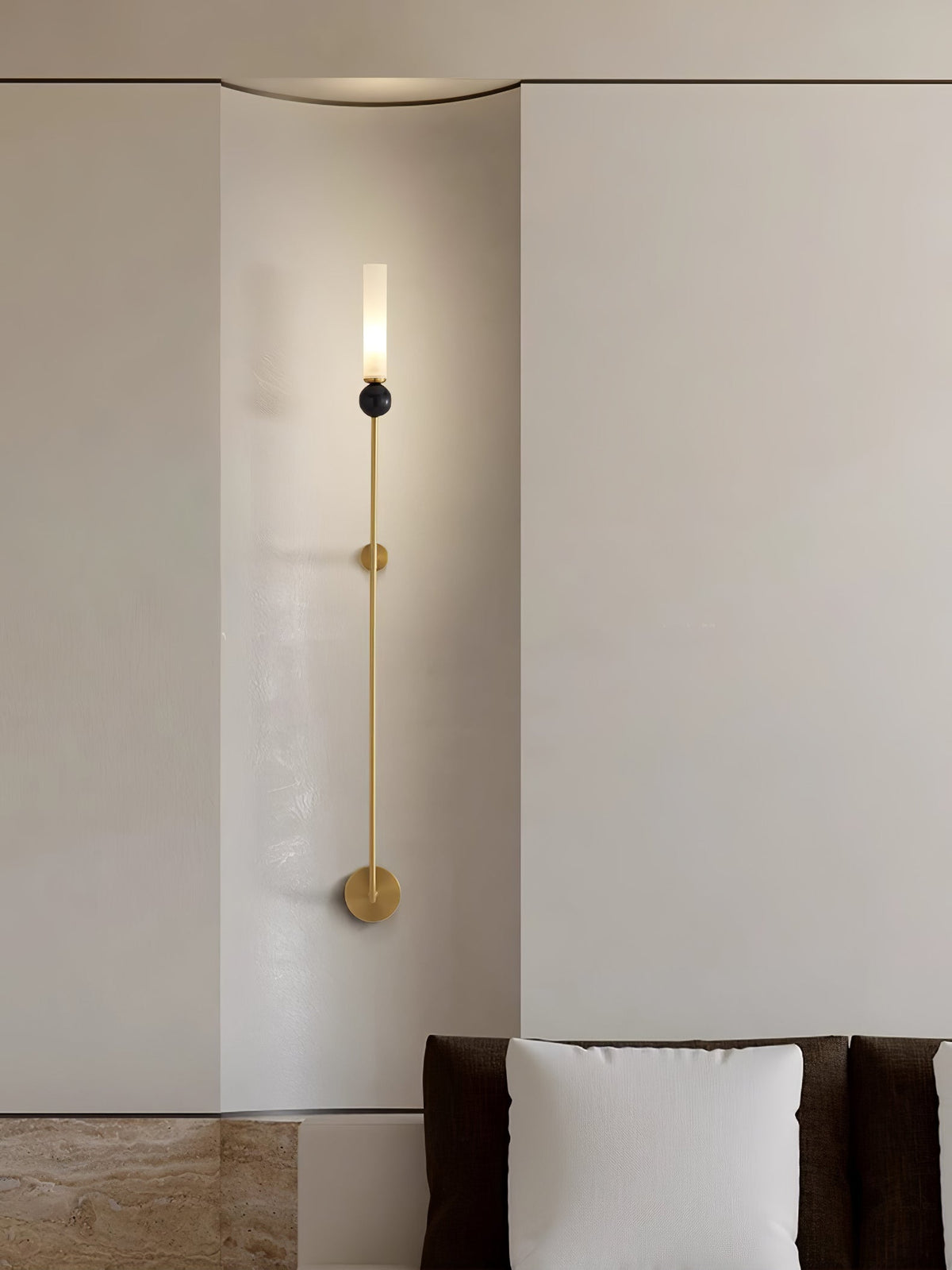 Dulane nowoczesna minimalistyczna kinkietowa lampa ścienna w pionie z marmuru