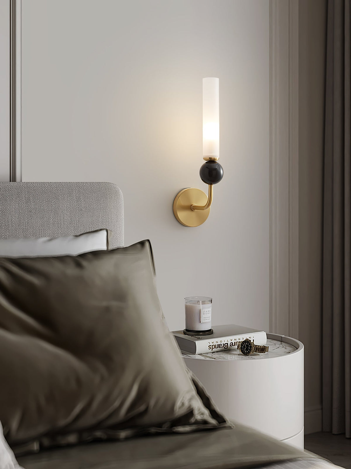 Dulane nowoczesna minimalistyczna kinkietowa lampa ścienna w pionie z marmuru