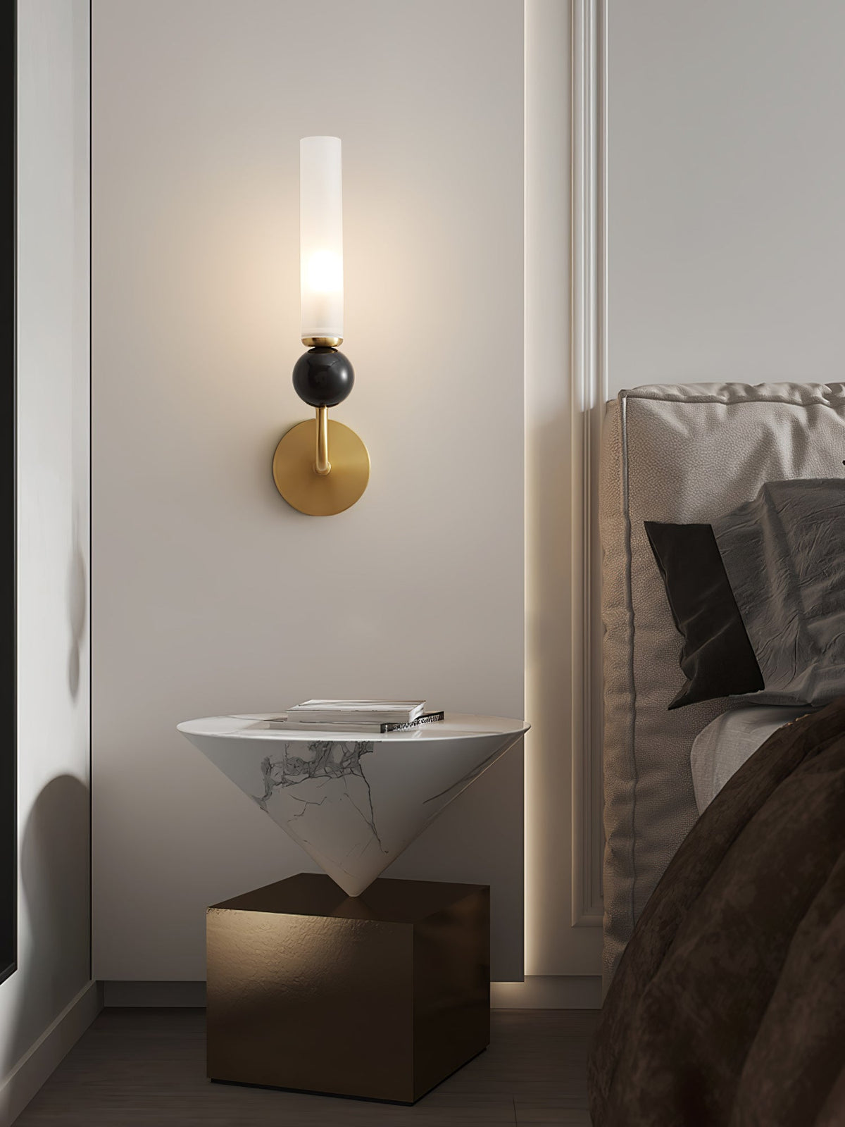 Dulane nowoczesna minimalistyczna kinkietowa lampa ścienna w pionie z marmuru