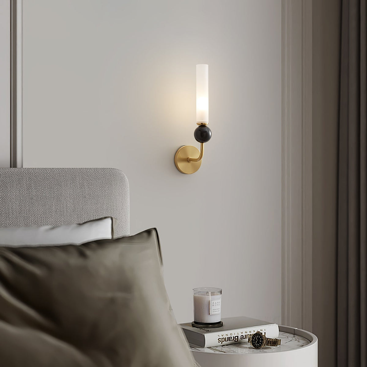 Dulane nowoczesna minimalistyczna kinkietowa lampa ścienna w pionie z marmuru