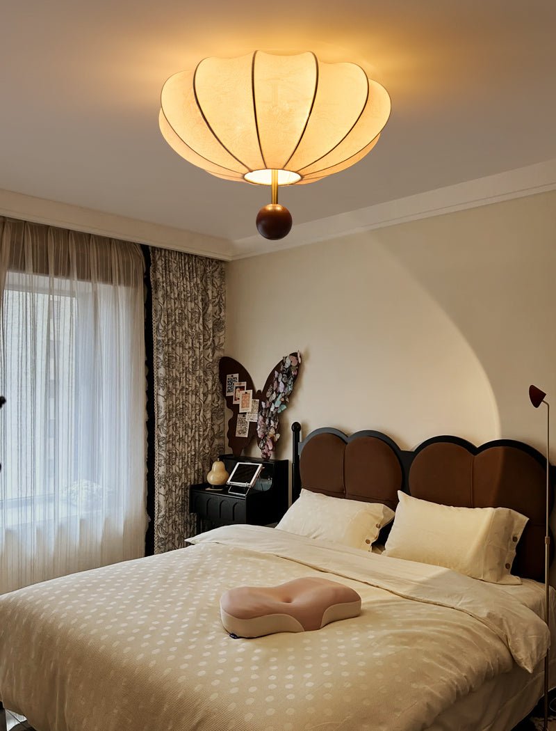 Rinelora lampa sufitowa drewno tkanina latarnia
