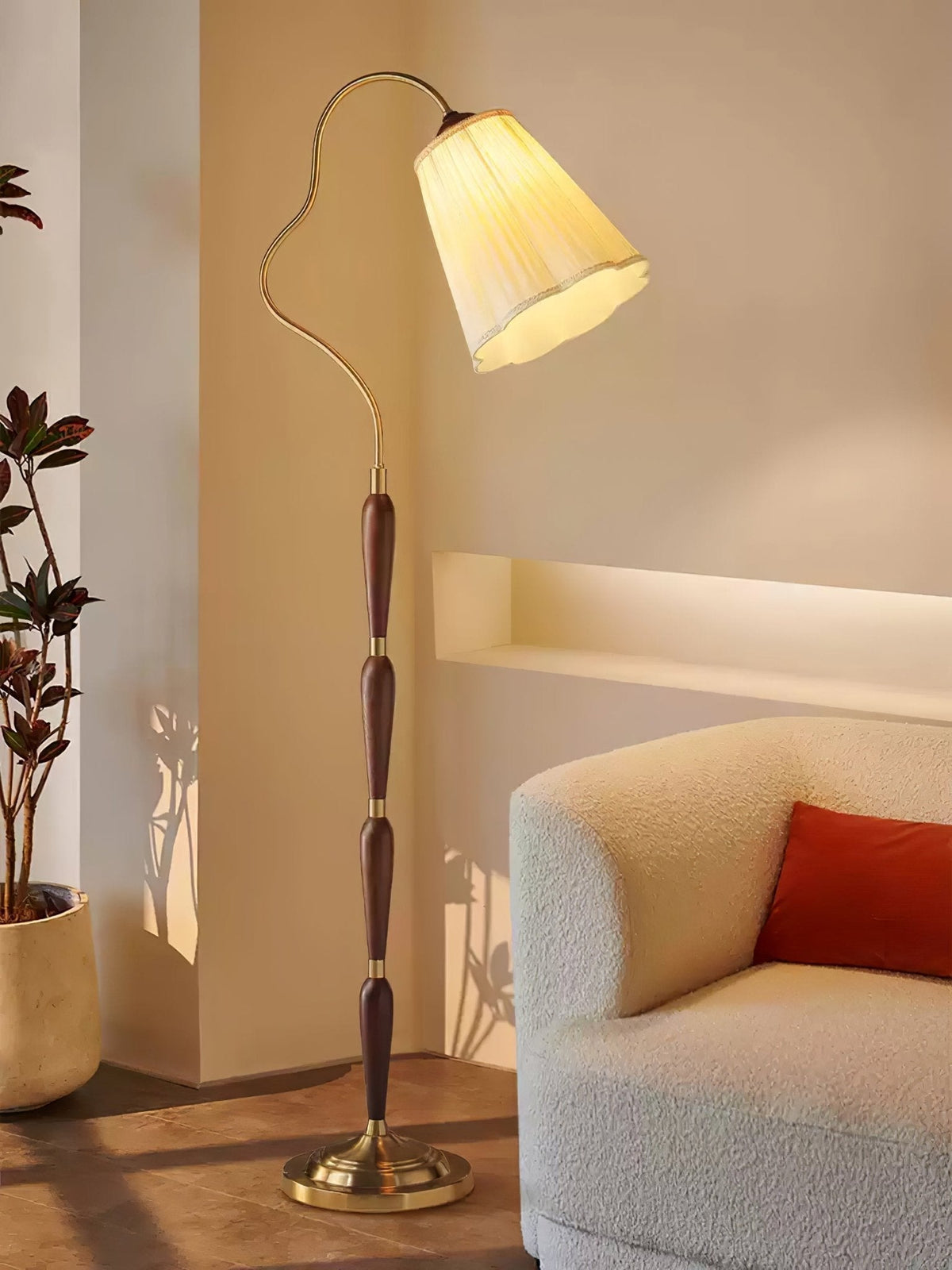 Foster vintage lampa stojąca z drewna
