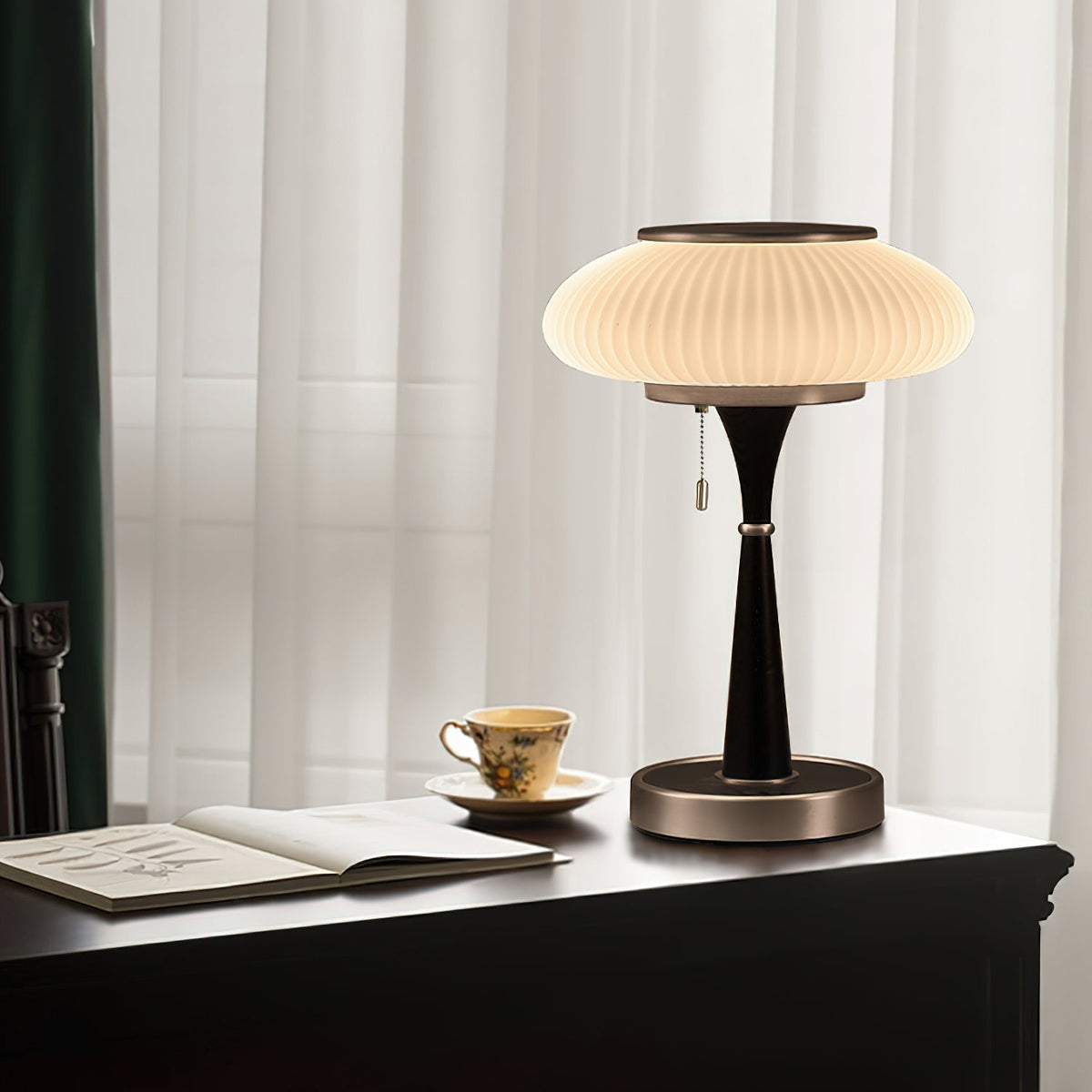 Lampa stołowa Vevelo drewniana retro