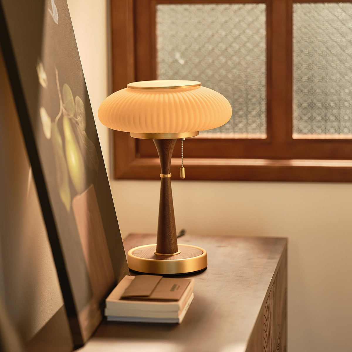 Lampa stołowa Vevelo drewniana retro