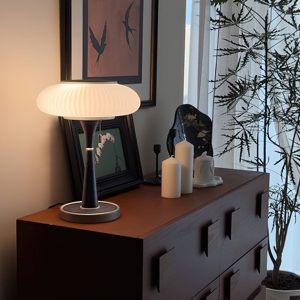 Lampa stołowa Vevelo drewniana retro