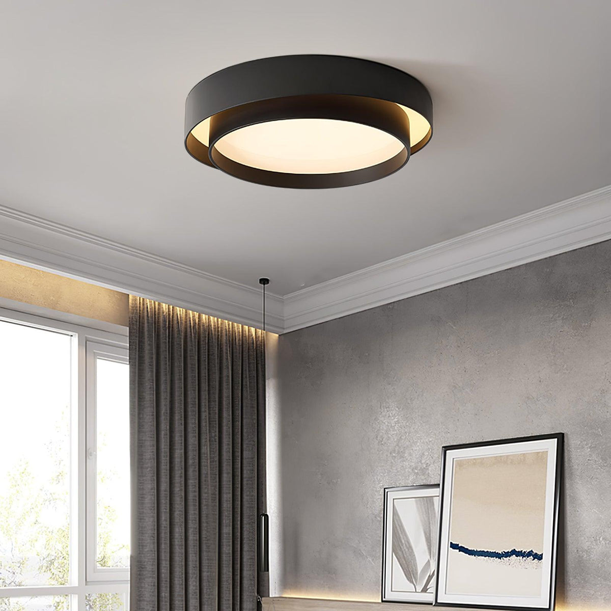 Orina lampa sufitowa Orina w dwóch pierścieniach szara&czarna&biała kształt cylindra