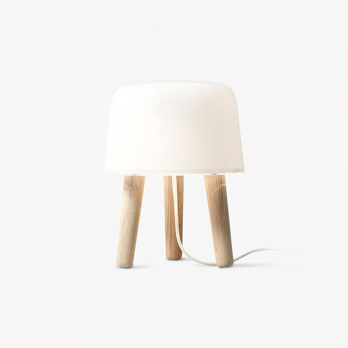 GlowPod lampa stołowa ze szkła i drewna w kolorze naturalnym & biała