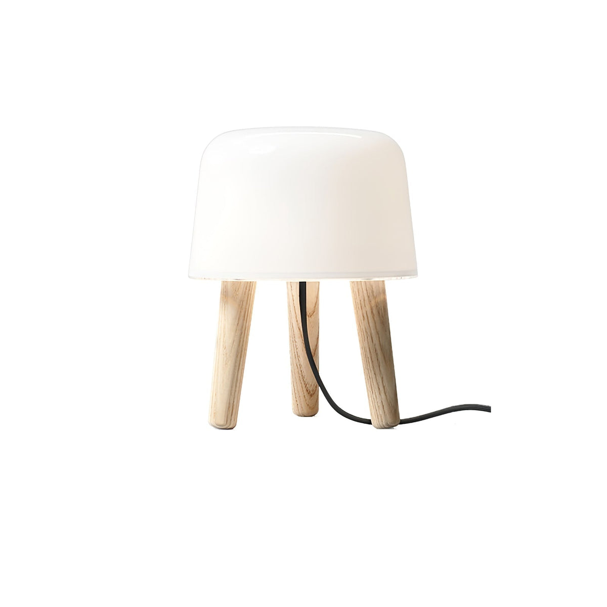 GlowPod lampa stołowa ze szkła i drewna w kolorze naturalnym & biała