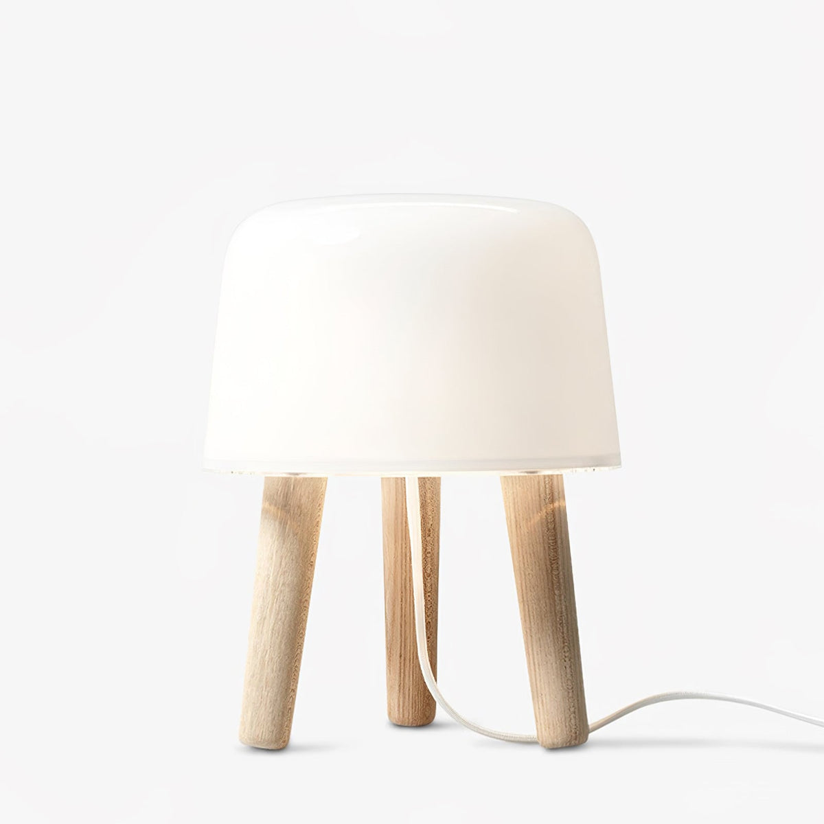 GlowPod lampa stołowa ze szkła i drewna w kolorze naturalnym & biała