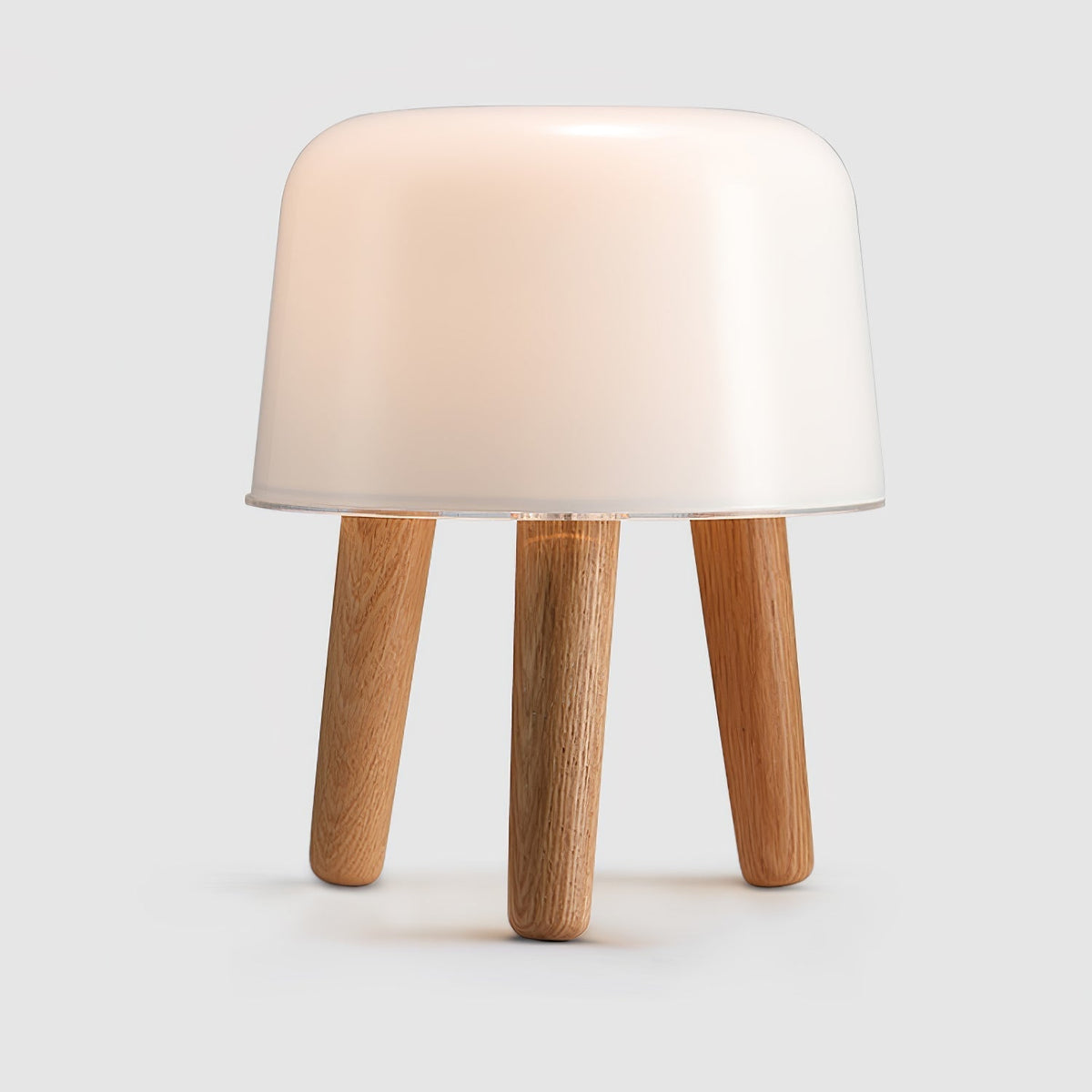 GlowPod lampa stołowa ze szkła i drewna w kolorze naturalnym & biała