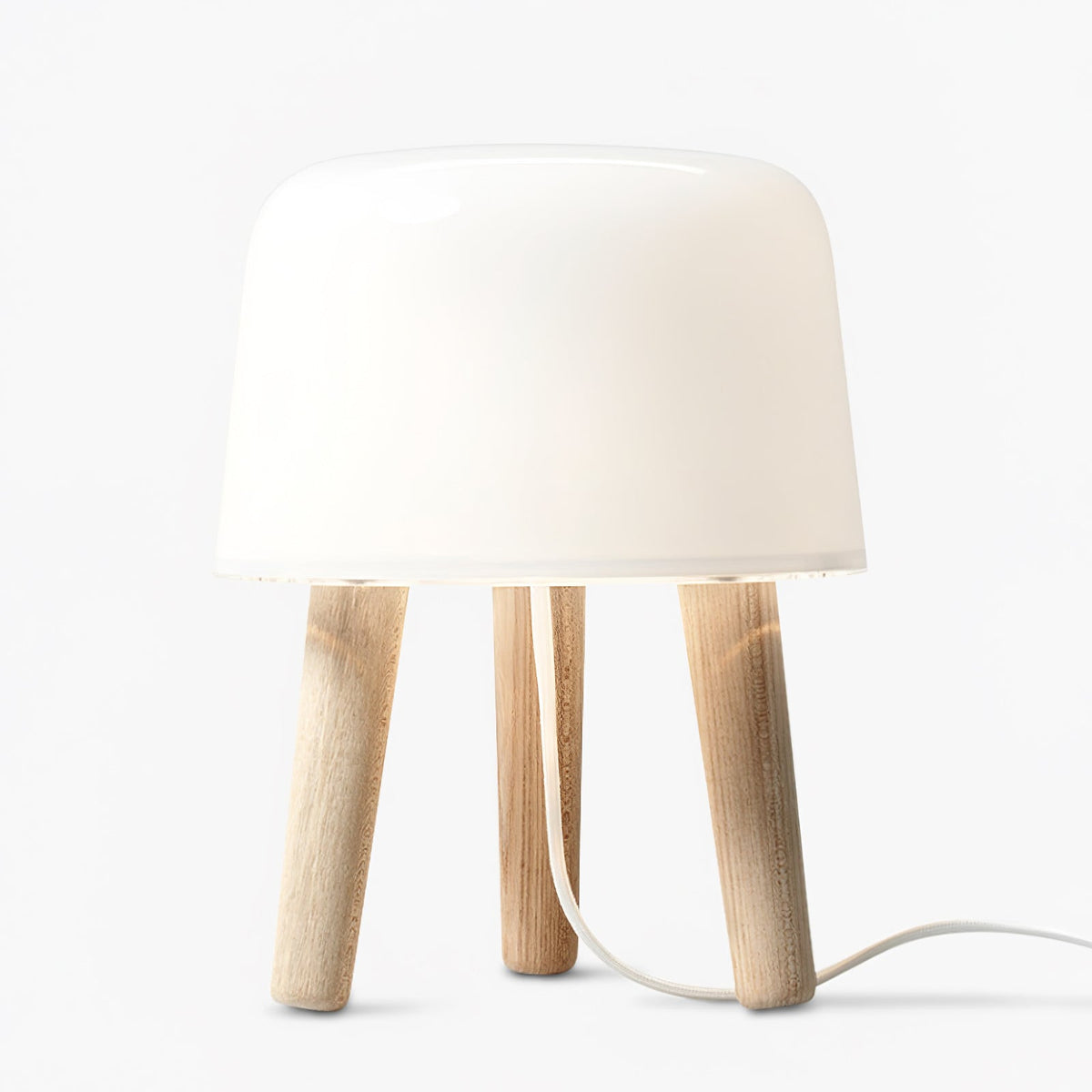 GlowPod lampa stołowa ze szkła i drewna w kolorze naturalnym & biała