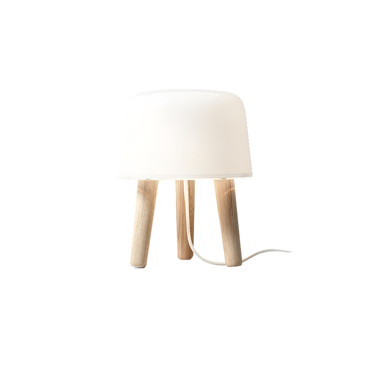 GlowPod lampa stołowa ze szkła i drewna w kolorze naturalnym & biała
