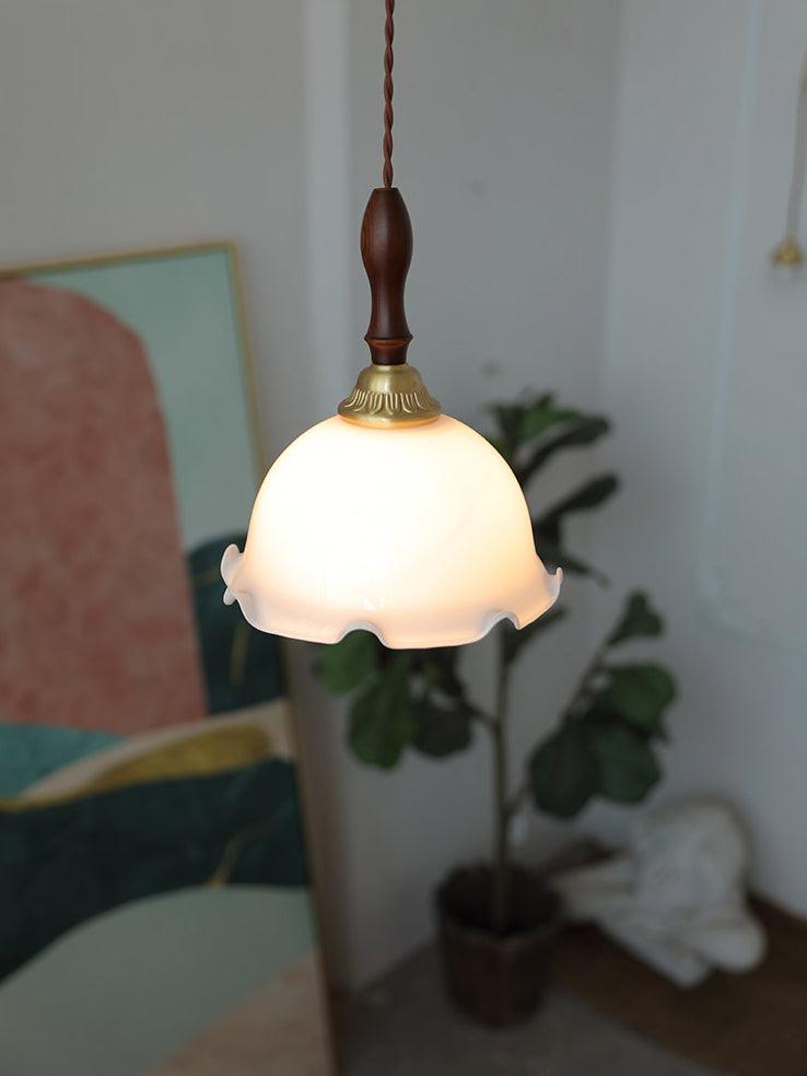 Floria wisząca lampa ze szkła w kremowej bieli