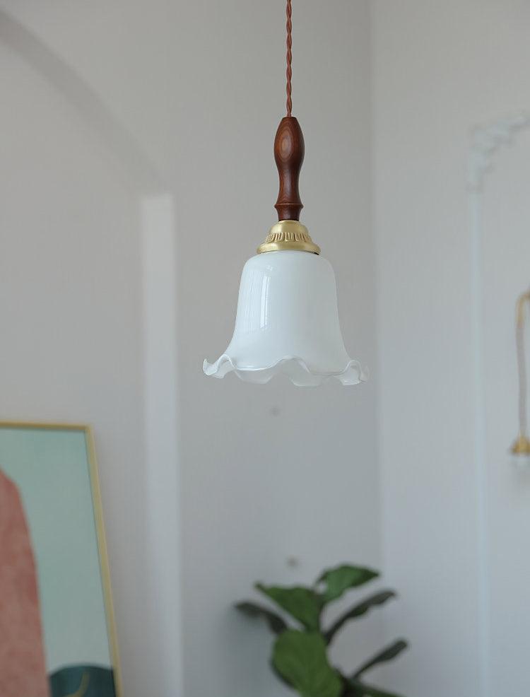 Floria wisząca lampa ze szkła w kremowej bieli