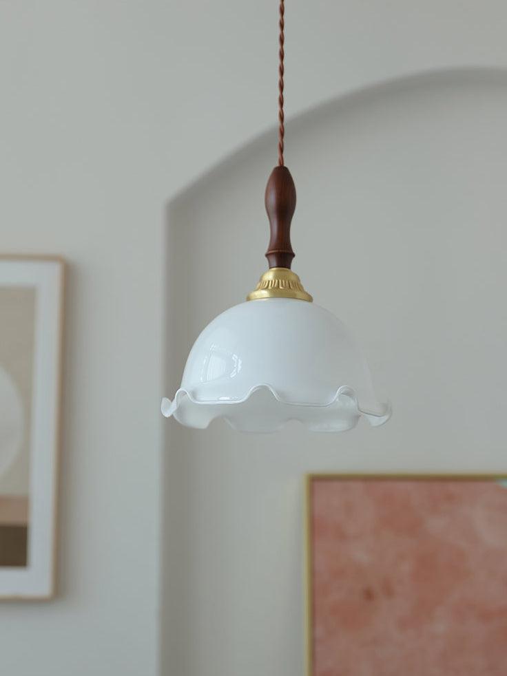 Floria wisząca lampa ze szkła w kremowej bieli