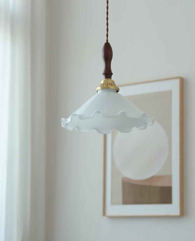 Floria wisząca lampa ze szkła w kremowej bieli