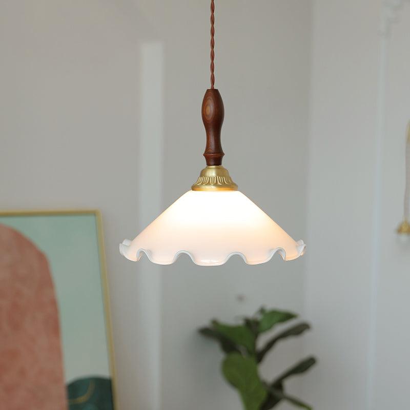 Floria wisząca lampa ze szkła w kremowej bieli
