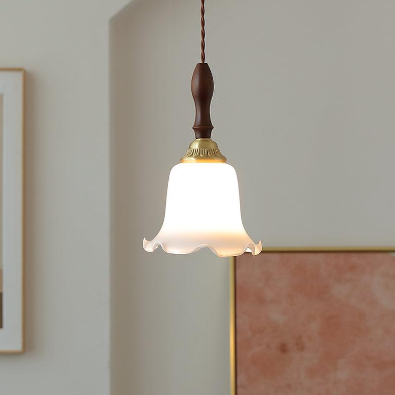 Floria wisząca lampa ze szkła w kremowej bieli