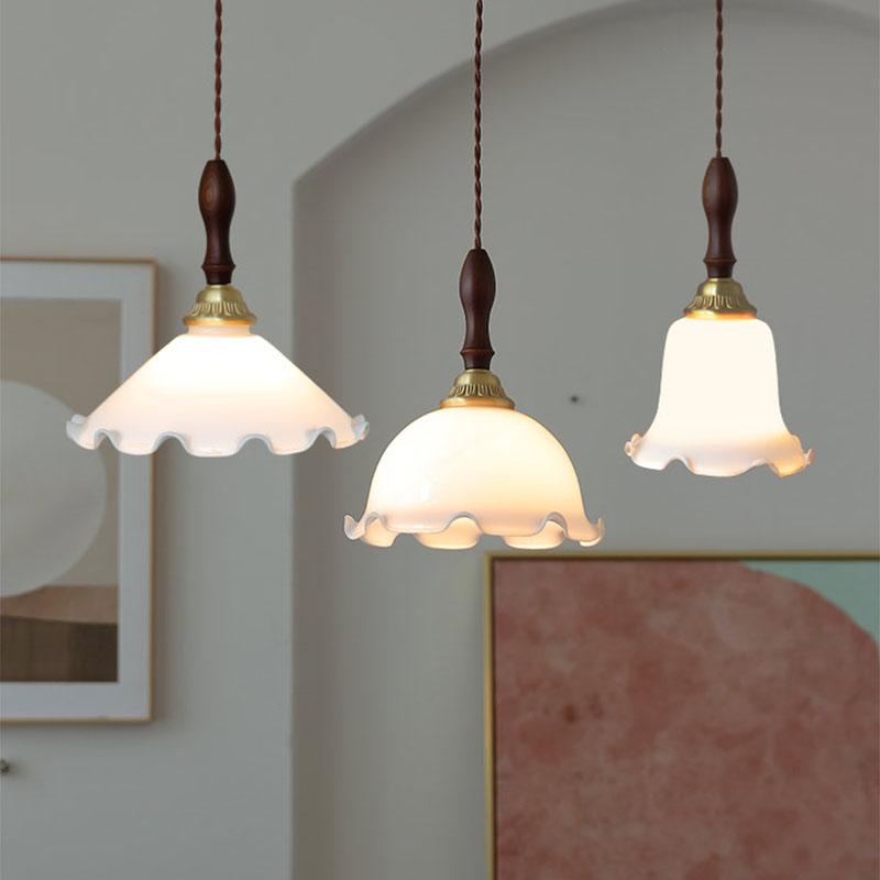 Floria wisząca lampa ze szkła w kremowej bieli