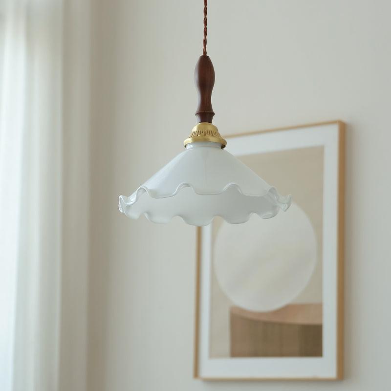 Floria wisząca lampa ze szkła w kremowej bieli