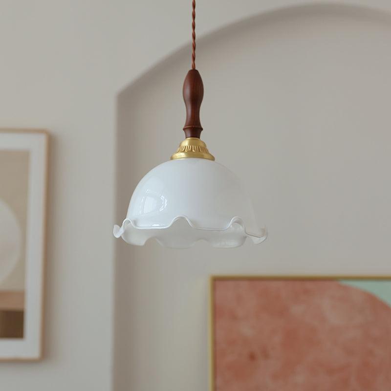 Floria wisząca lampa ze szkła w kremowej bieli