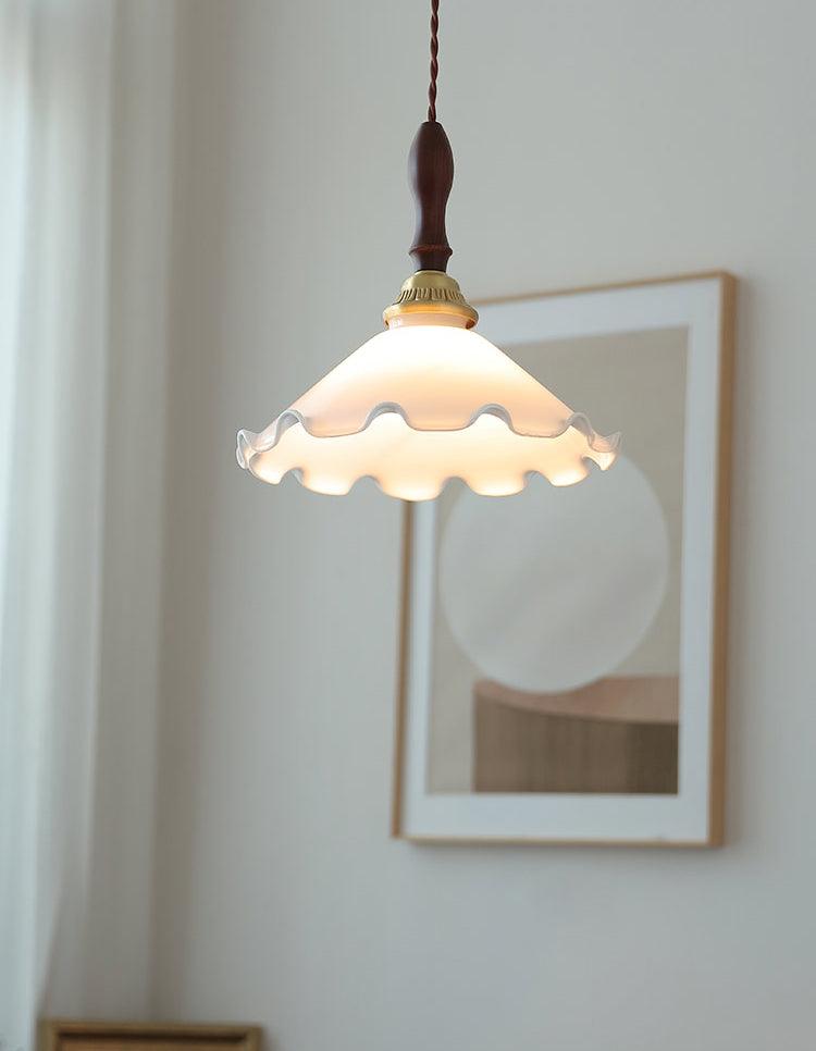 Floria wisząca lampa ze szkła w kremowej bieli