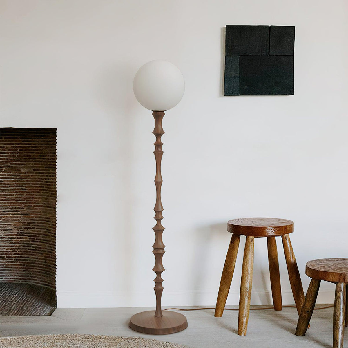 Vilten elegancka lampa stojąca z drewna