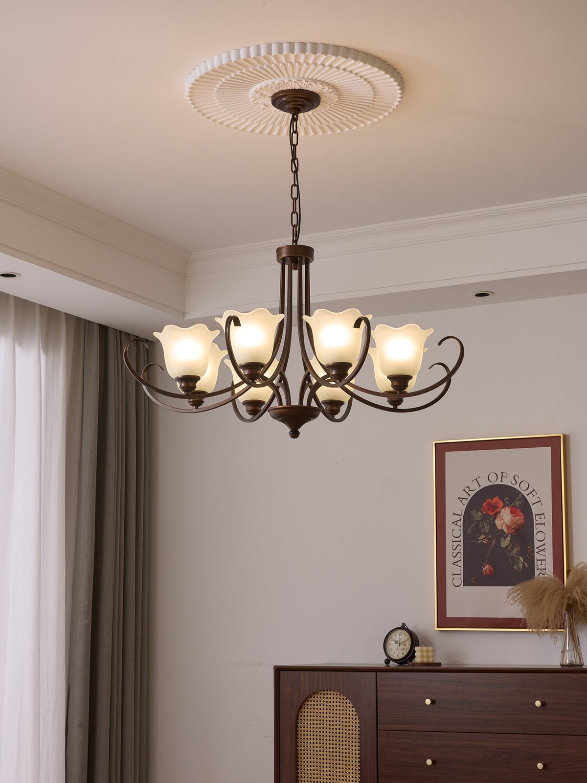 Nydorisra Elegance Vintage Floral żyrandol ze szkła
