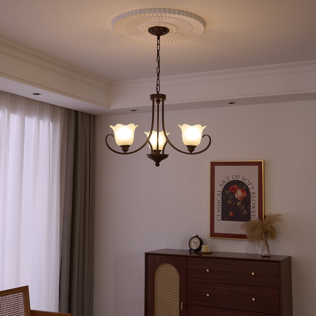Nydorisra Elegance Vintage Floral żyrandol ze szkła